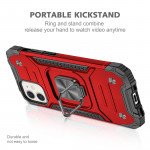 Wholesale Cube Style Armor Case with Rotating Ring Holder, Kickstand and Magnetic Car Mount Plate for iPhone 12 Pro Max 6.7 (Red)